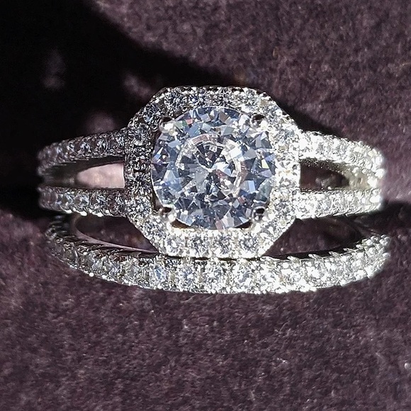 Jewelry - New 2 pc/Set 925 Silver Diamond Promise Ring